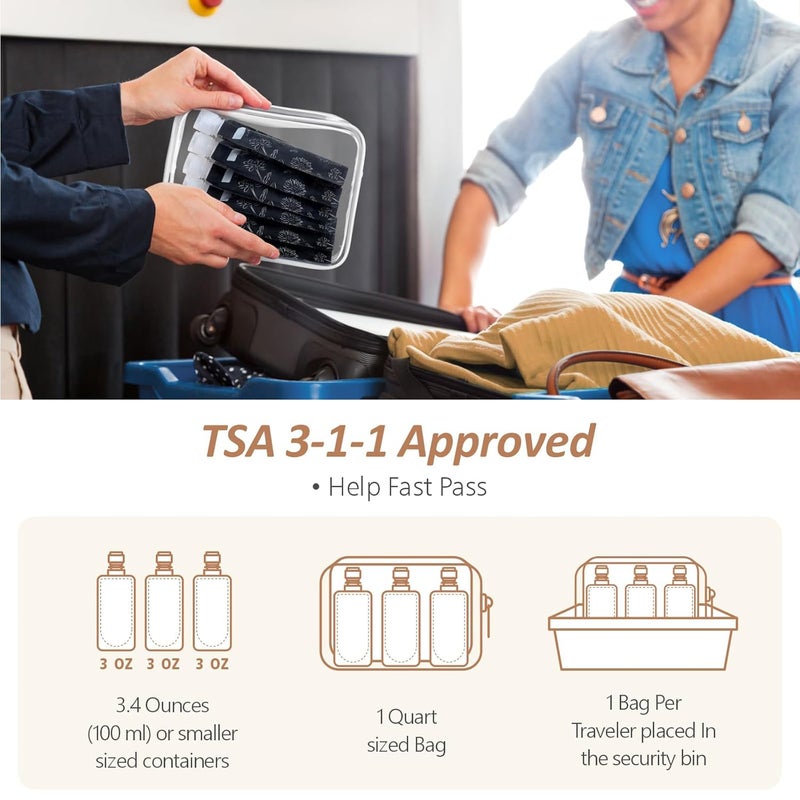 Packism Travel Bottles for Toiletries - 24 Pack Leak Proof 3oz TSA Approved Travel Pouches, Stand Up, Slim & Lightweight Design, Space Saving, Pack More Shampoo Conditioner Lotion Body Wash - Image 2